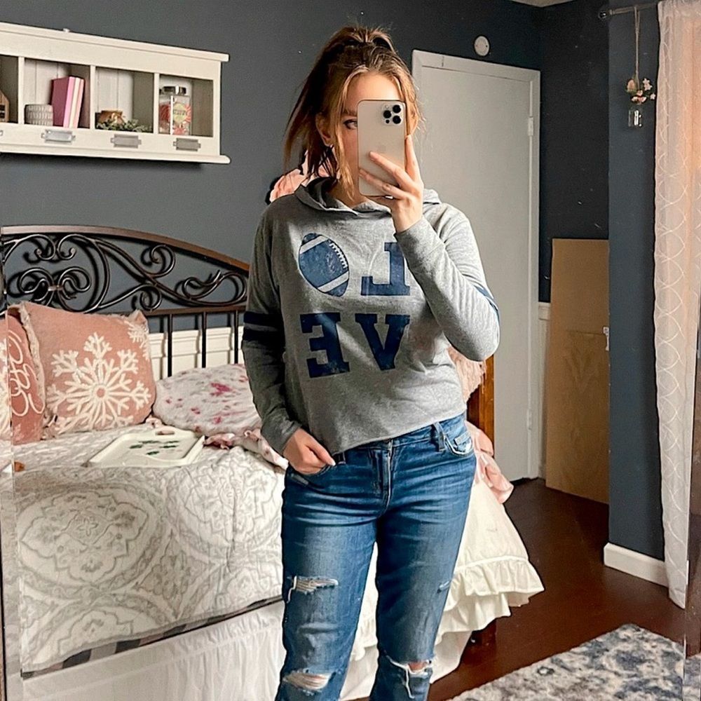 "Love Football" cropped jersey sweatshirt